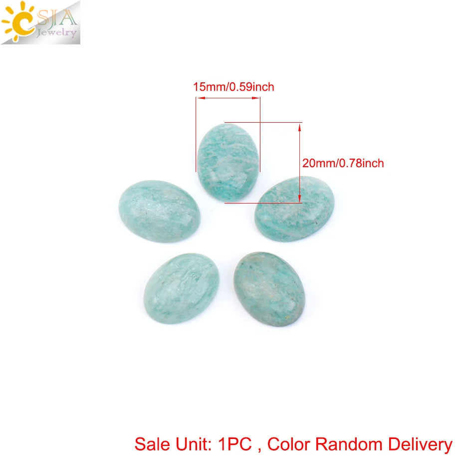 1pc Naturstein Perlen Amazonit Cabochon Oval Flache Lose Perlen für DIY Schmuck Machen Halskette Ring Anhänger Zufällige Farbe h755