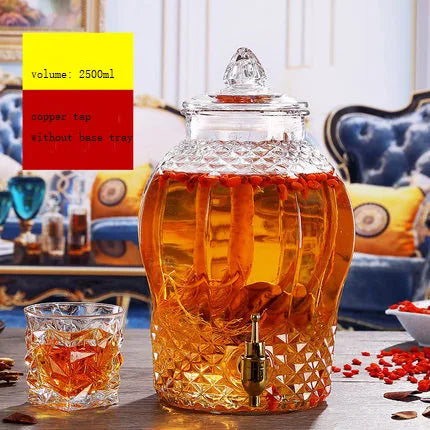 Leere dicke Glas-Enzym-Fass-Weinglas mit Wasserhahn Nicht-Bleiglas Obst traditionelle chinesische Medizin Alkohol flaschen 2,5 l