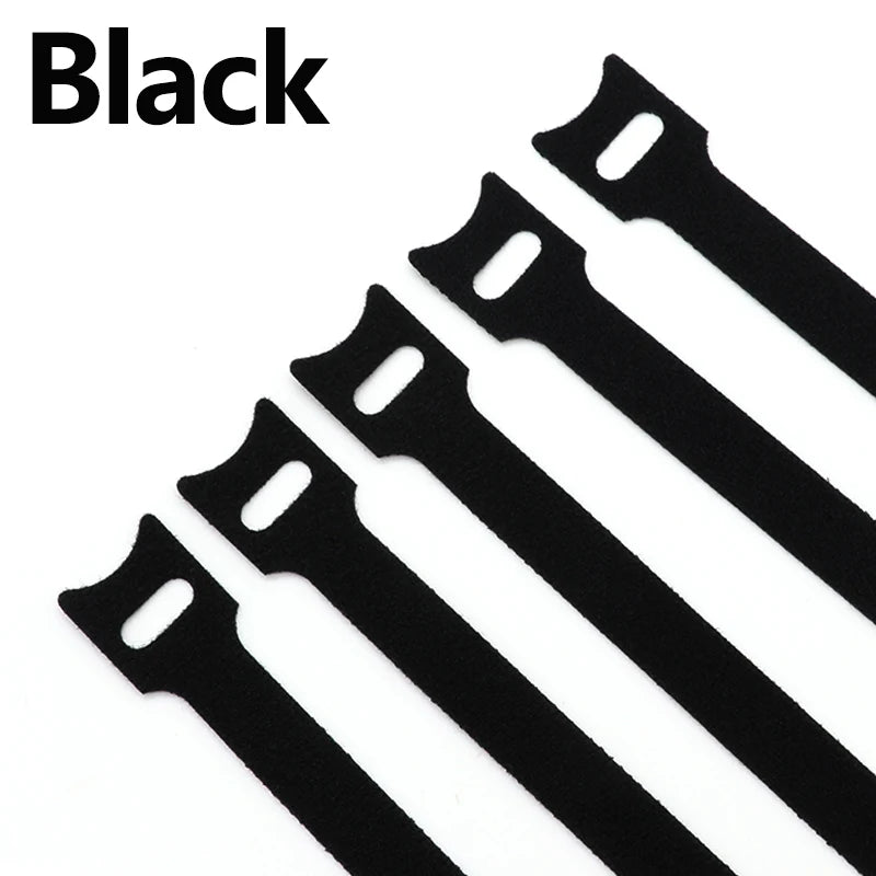 100 Stück wiederverwendbare Schlaufenbinder, Kabelbinder, 150/200/250/300 mm, Mauskabelmanagement, kein Kleber, selbstklebende Bänder, Nylon-Kabel-Organizer