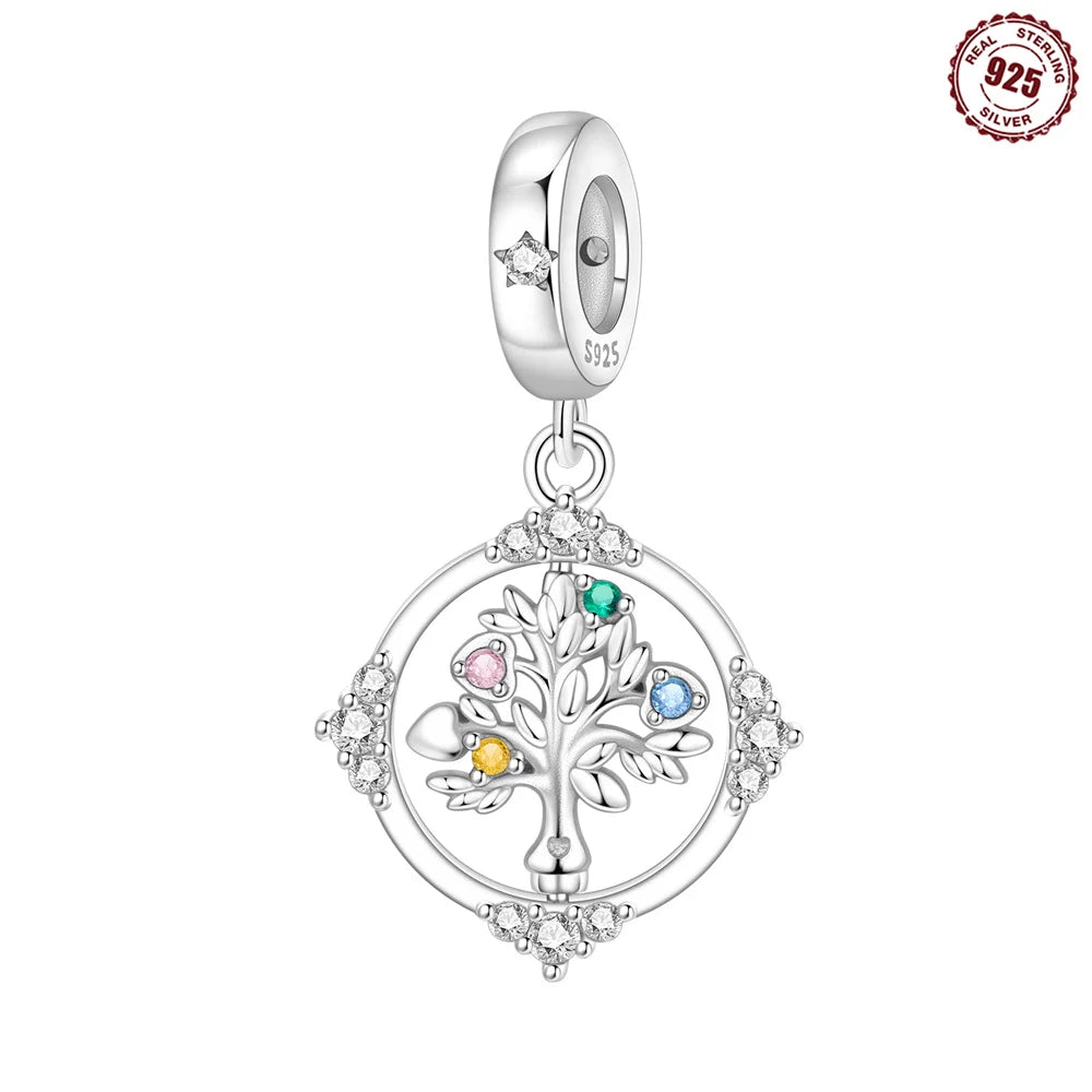Wunderschöner Charm-Anhänger aus 925er-Sterlingsilber mit grünem Baum des Lebens, passend für DIY-Armband-Halskette. Ein Geschenk der Erlösung, das den Weg führt