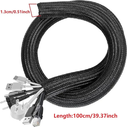 5//3/1M geflochtene Kabelhülse aus PET-Nylon, Kabelgehäuse, Kabelhülsen, Draht für Schreibtisch, PC, TV, Kabelschutz, Kabelwickelabdeckung
