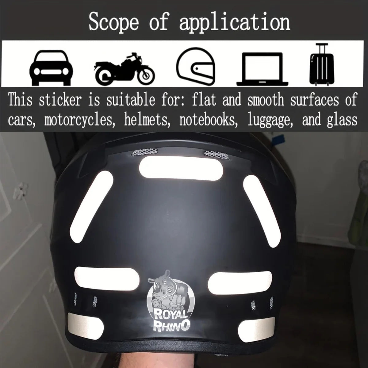 Schwarz Helm Warnung Reflektierende Aufkleber Nacht Sicherheit Fahren Zubehör Fluoreszierende Dekorative Aufkleber Fahrrad Moto Auto Aufkleber
