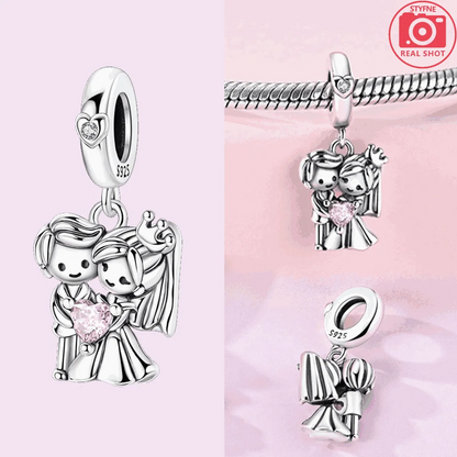 S925 Silber Für Immer Liebe Mutter Familie Schwester Herz Charms Perlen Fit Original Armband Charme Diy Familie Geschenk für Frauen