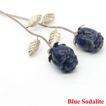 Kristall geschnitzte Rose Blume Naturstein Amethyst Quarz Edelstein Handwerk Party Home Dekoration Valentinstag Hochzeit Gast Geschenke