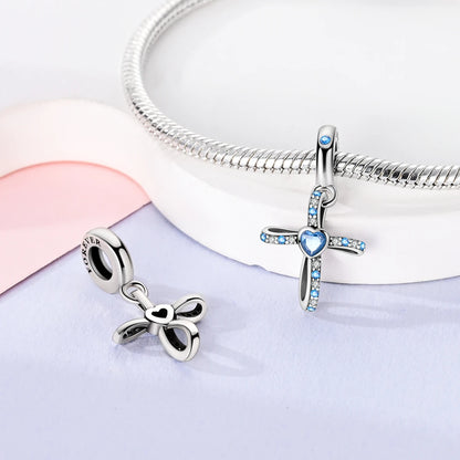 Charm-Anhänger aus Silber 925, blaue Serie, passend für Armbänder, Charms, DIY, originelle Mode-Anhänger für Schmuckherstellung