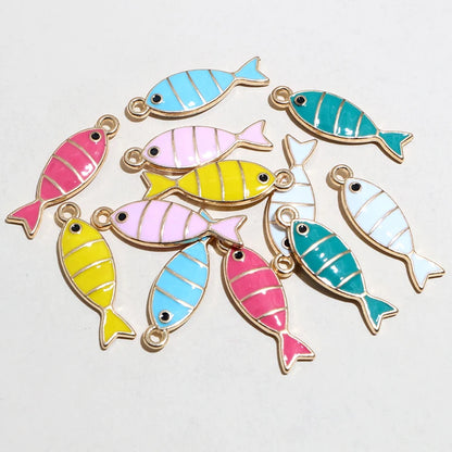 20 Stück 23x7mm Emaille Fisch Charms Anhänger DIY Schmuck Making Zubehör Erkenntnisse für Ohrringe Halskette Armbänder