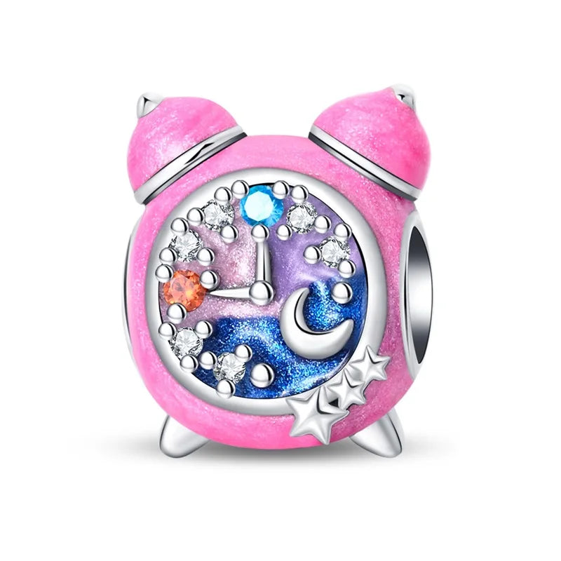 Bunte 925er-Sterlingsilber-Anhänger mit Sternenhimmel-Ölgemälde und leuchtenden Engeln, passend für Armbänder, schöne Schmuckgeschenke