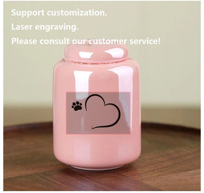 Ceramic Pet Urn with Paw Print - Sealed Memorial Keepsake for Dog and Cat Ashes, Moisture-Resistant Urn Container with Eternal Tribute Design