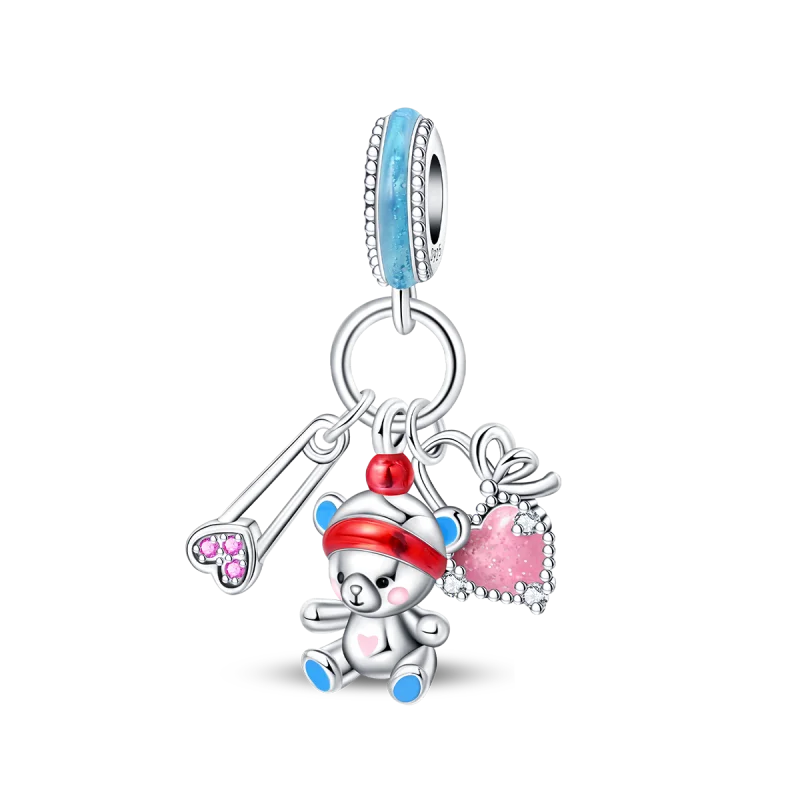 Original 925 Sterling Silber Nähmaschine Schere Charms Perle eingelegt rosa Zirkonium Anhänger passen Armband Schmuck Liebhaber Geschenk