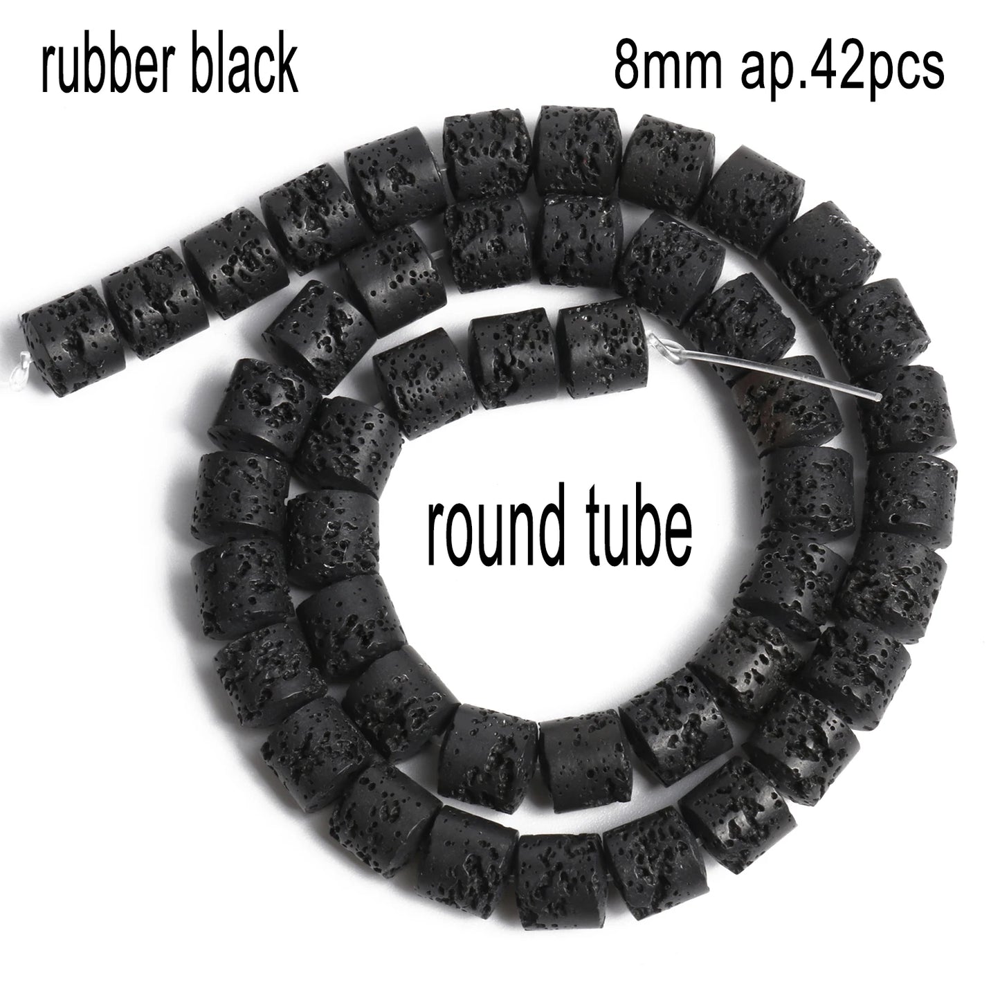 Schwarze vulkanische Lavagesteinperlen, Mineralperlen, Charms, Rohrwürfel, runde geometrische Formperlen für Schmuckherstellung, DIY-Armband