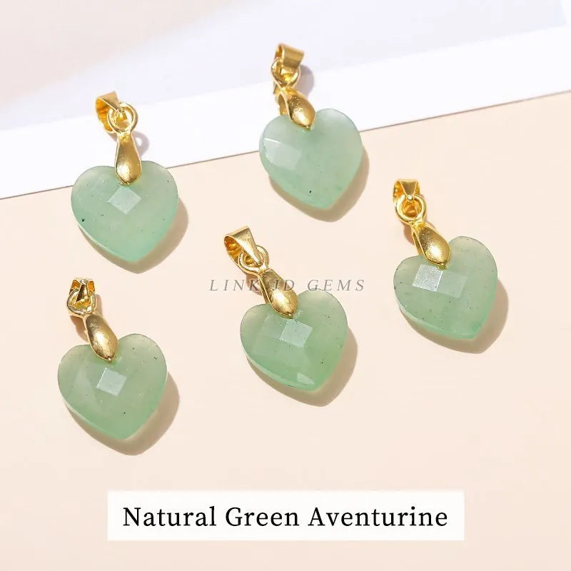 5 teile/los natürliche rosa Quarz Amethyst Lapislazuli facettierte Herz Anhänger 12*5mm kleine Gold Charms für Schmuck herstellung Zubehör