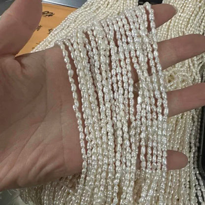 2,8-3,3 mm strahlende natürliche Süßwasserperle Reis funkelnde isolierte Perlen Schmuck machen DIY Halskette Armband Zubehör Hochzeit