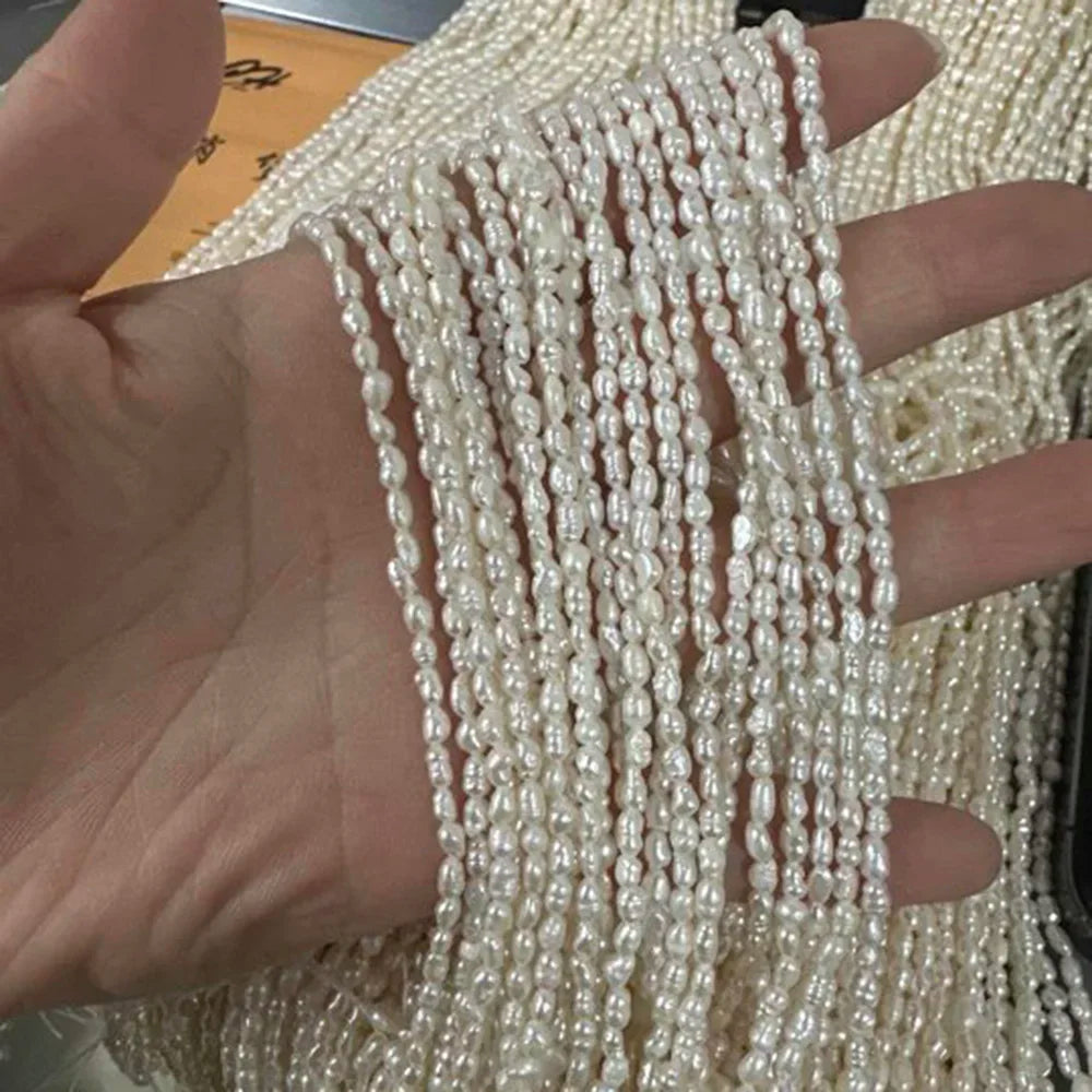 2,8-3,3 mm strahlende natürliche Süßwasserperle Reis funkelnde isolierte Perlen Schmuck machen DIY Halskette Armband Zubehör Hochzeit