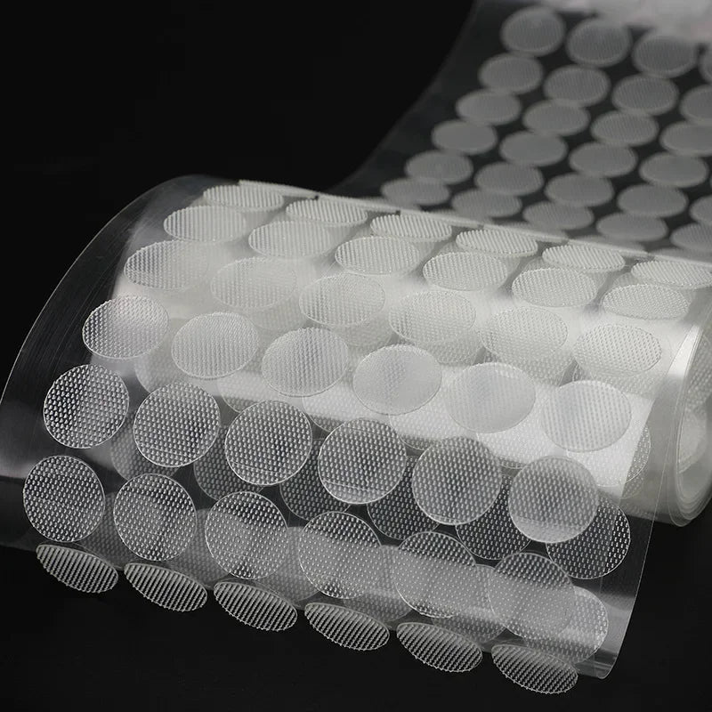 Großhandel 10/15/20mm Transparent Dot Aufkleber Selbstklebende Verschluss Klettband Nylon Starker Kleber Belcro Adesivo Redondo