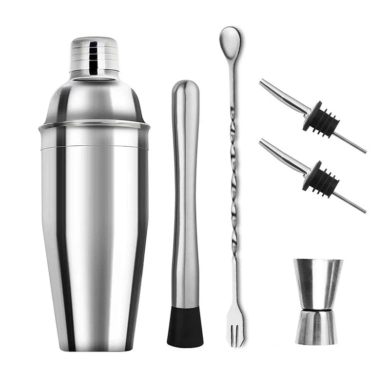 Edelstahl Cocktail Shaker Barkeeper Tools Martini Sharker Getränkemixer Set mit Aufbewahrungstasche Barkeeper Kit 6/7/10 Stück