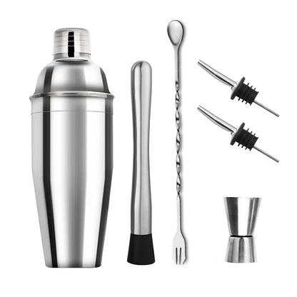 Edelstahl Cocktail Shaker Barkeeper Tools Martini Sharker Getränkemixer Set mit Aufbewahrungstasche Barkeeper Kit 6/7/10 Stück