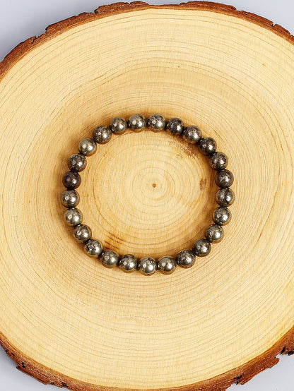 Natural Pyrite Stone Bead Bracelet for Wealth Abundance Confidence Boost Positive Energy Flow & Protective Empowerment Jewelry