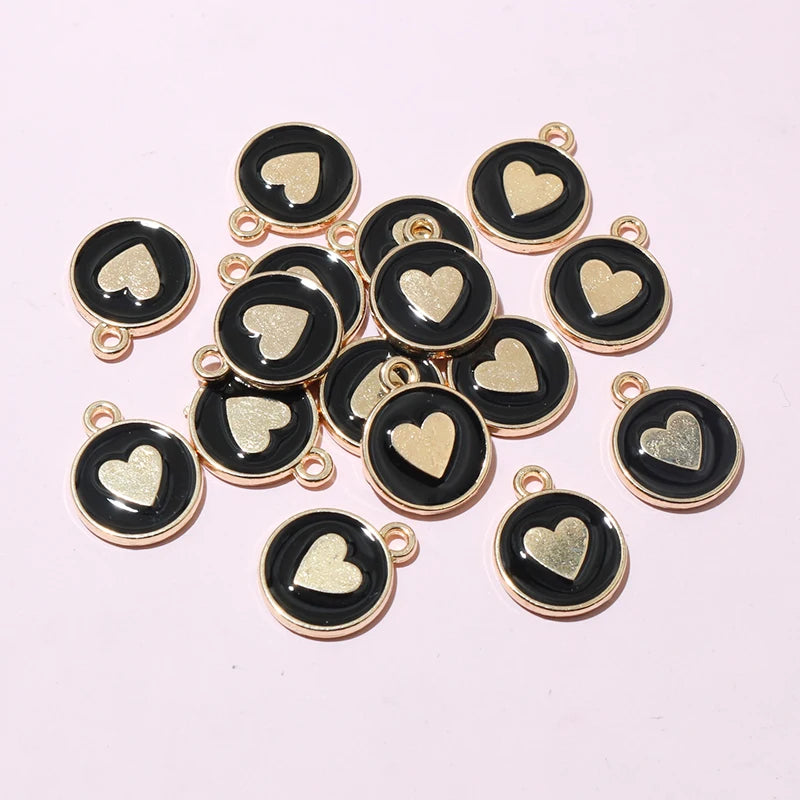 20 Stück Emaille Herz Charms Anhänger doppelseitig 14,5 x 12 mm DIY Schmuckherstellung Zubehör Erkenntnisse für Armband Ohrringe Halskette
