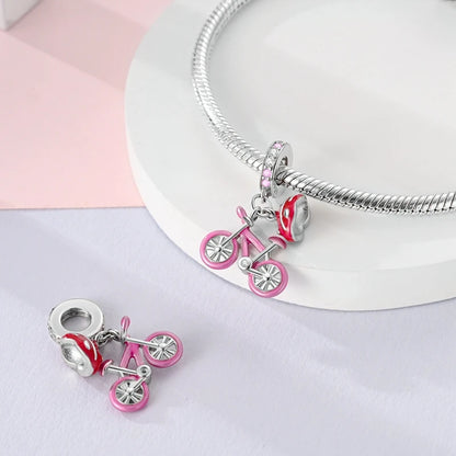 2025 heißer Verkauf Charms Perle 925 Sterling Silber Fahrrad Blume Kinderwagen Anhänger Fit Armreif Armband Halskette DIY Schmuck