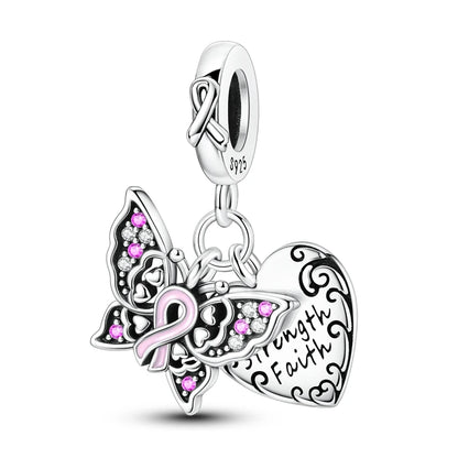 Exquisiter 925er-Sterlingsilber-Charm mit funkelndem Edelstein, Schlüssel, Blume, Schmetterling, passend für DIY-Armbänder, Halsketten, edler Schmuck, Geschenke