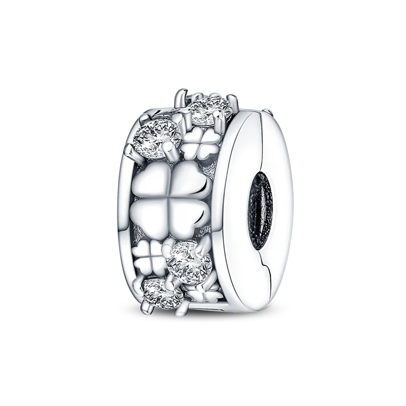 Silberverschluss, 925er-Sterlingsilber, CZ-Pflaster-Clip-Charms, Gänseblümchen-Perlen, Stopper, Sicherheitskette, passend für Original-Armreif, Schmuck-Clip