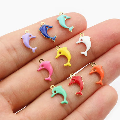 20 Stück Edelstahl Emaille Dolphin Lightning Moon Charms Anhänger für Ohrringe Armband Halskette DIY Schmuck Herstellung Zubehör
