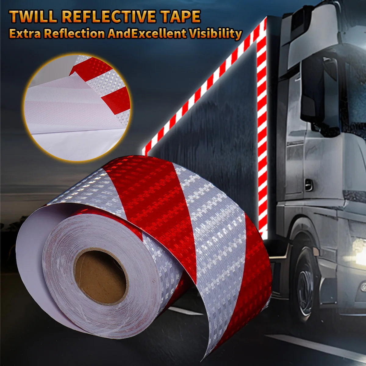 Reflektierendes Sicherheitswarnband, selbstklebender, glänzender Twill-Druck für die Fahrzeugwarnung, reflektierendes Klebeband