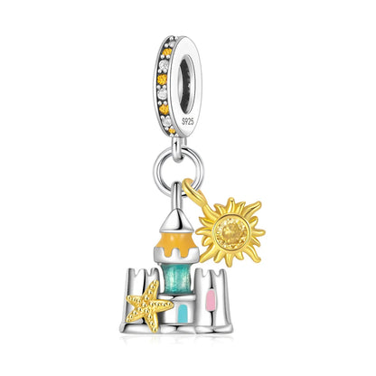 Vergnügungspark-Charm aus 925er-Sterlingsilber, Riesenrad, Achterbahn, Zirkus, Clown, Karussell, passend für DIY-Armbänder, Halsketten, Souvenir