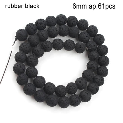 Schwarze vulkanische Lavagesteinperlen, Mineralperlen, Charms, Rohrwürfel, runde geometrische Formperlen für Schmuckherstellung, DIY-Armband