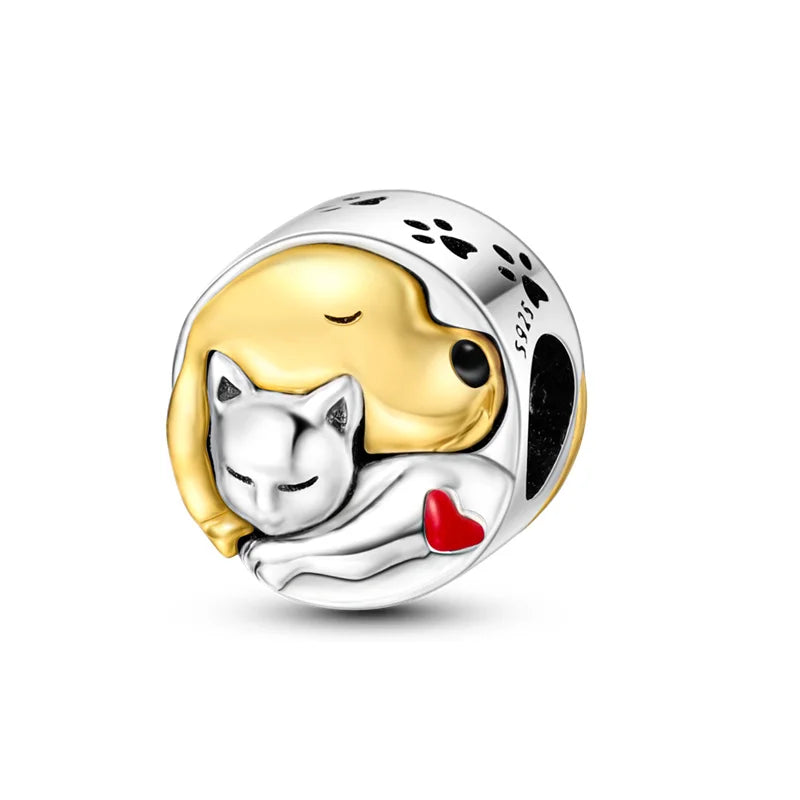 Charms-Perlen aus 925er-Sterlingsilber, Golden Retriever PuppyThe Whale, kann geöffnet und geschlossene Perlen, passend für DIY-Armbänder, edler Schmuck