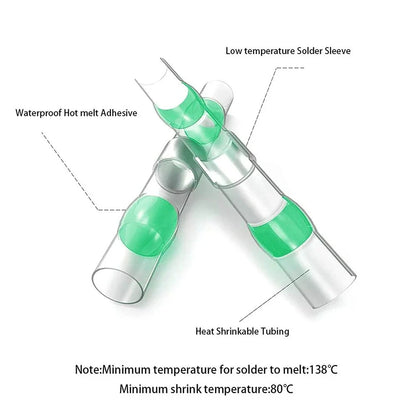 100/1000 stücke Grün Solder Dichtung Draht Anschlüsse Wasserdichte Schrumpf Butt Stecker AWG18-16 Isolierte Kabel Splice Terminals