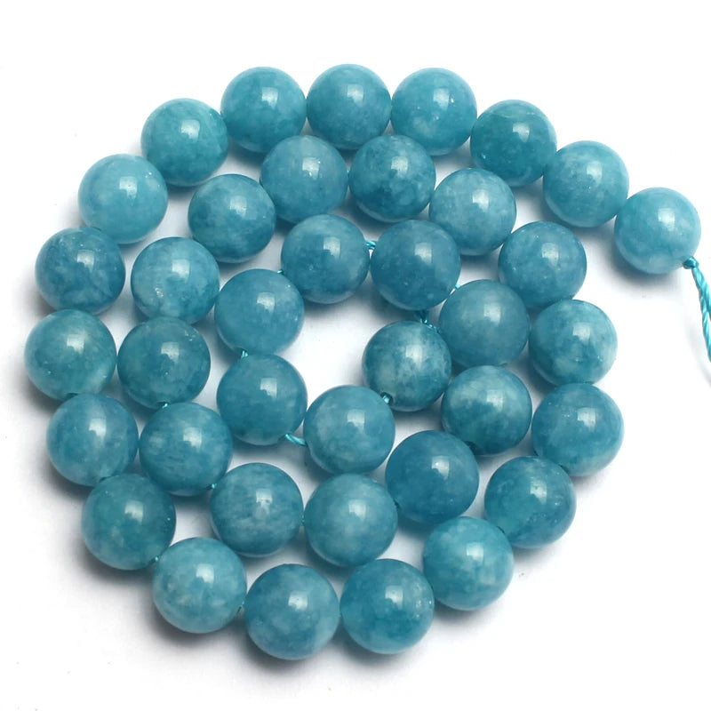 6/8/10mm Naturstein Saphir Farbe Jade Perlen blau runde lose Perlen für Schmuck herstellung liefert DIY Charms Armbänder 15''