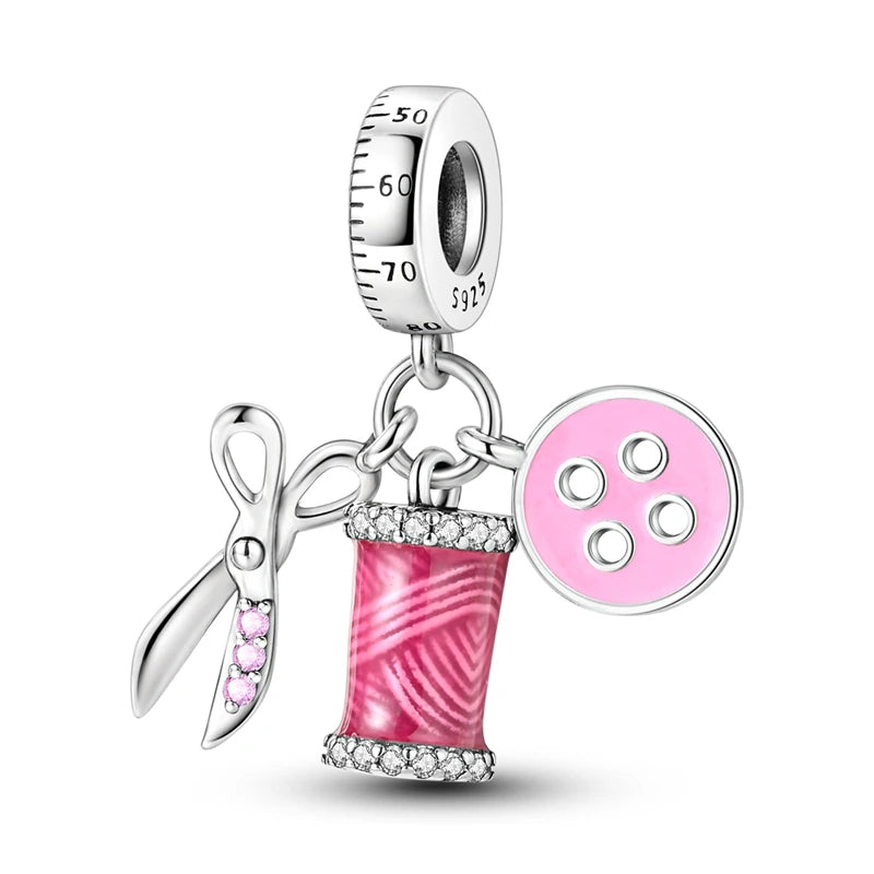 Neue 2025 925 Sterling Silber Charms Perlen Liebe Herz Rosa Original Charm Anhänger Fit Charm Armbänder DIY Schmuck Geburtstag Geschenk