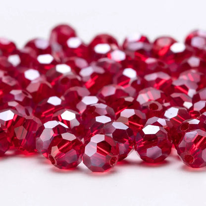 3 4 6 8 MM Rote Tschechische Runde Glaskugel Perlen Für DIY Armband Schmuck Machen Handwerk Zubehör Lose Doppelkegel Kristall Facted Bead