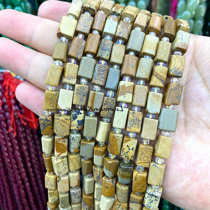 8x12mm Naturstein Grüner Malachit Unregelmäßiger Zylinder Lose Distanzperlen für Schmuckherstellung Diy Armband Charms Zubehör