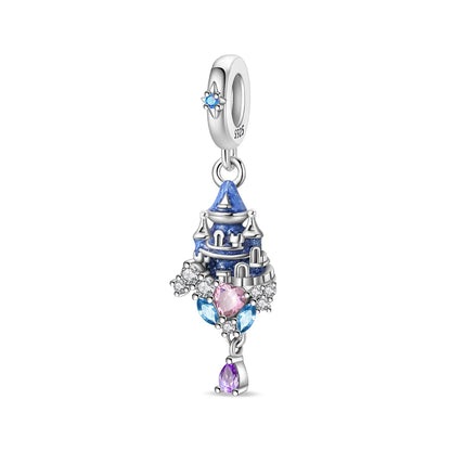 Blaue Serie 925er Sterling Jungfrau Maria Schleife Chamäleon Tanzschuhe Flugzeug Ticket Charm passend für DIY Armband Halskette süße Geschenke