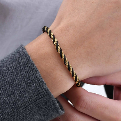 Zweifarbige Kettenarmbänder für Männer und Jungen, verstellbares Armband mit gedrehtem Seil aus Edelstahl, stilvolle Schmuckgeschenke