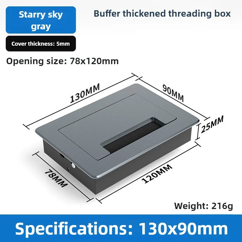 1 Stück rechteckige Schreibtisch-Kabeldurchführungen aus Aluminiumlegierung, Abdeckung für Kabelloch, Kabelauslass, Oberflächen-Tischkabelloch, Möbelbeschläge