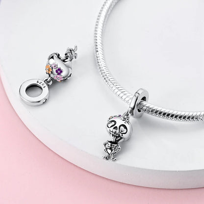 Charms aus 925er-Sterlingsilber, Perlen, Totenkopf, Apfel, baumelnd, passend für Original-Armbänder, DIY-Schmuck, Geschenke
