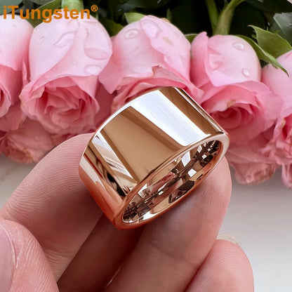 iTungsten 12mm Dropshipping Große Männer Ring Glänzende Wolfram Hochzeit Band Mode Schmuck Rohr Cut Poliert Komfort Fit
