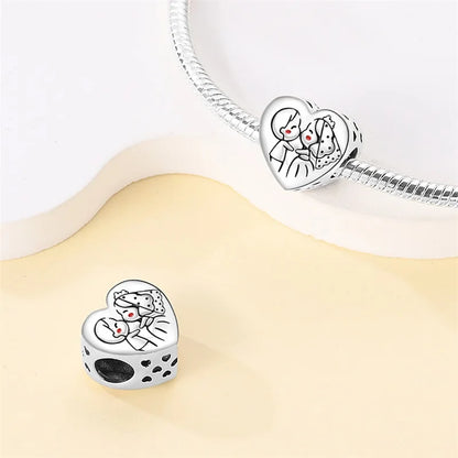 Charms aus 925er-Sterlingsilber, romantische Herz-Serie, Perlen, passend für Qikaola 925 Original-Armbänder, DIY-Schmuck zum Muttertag, Geschenke