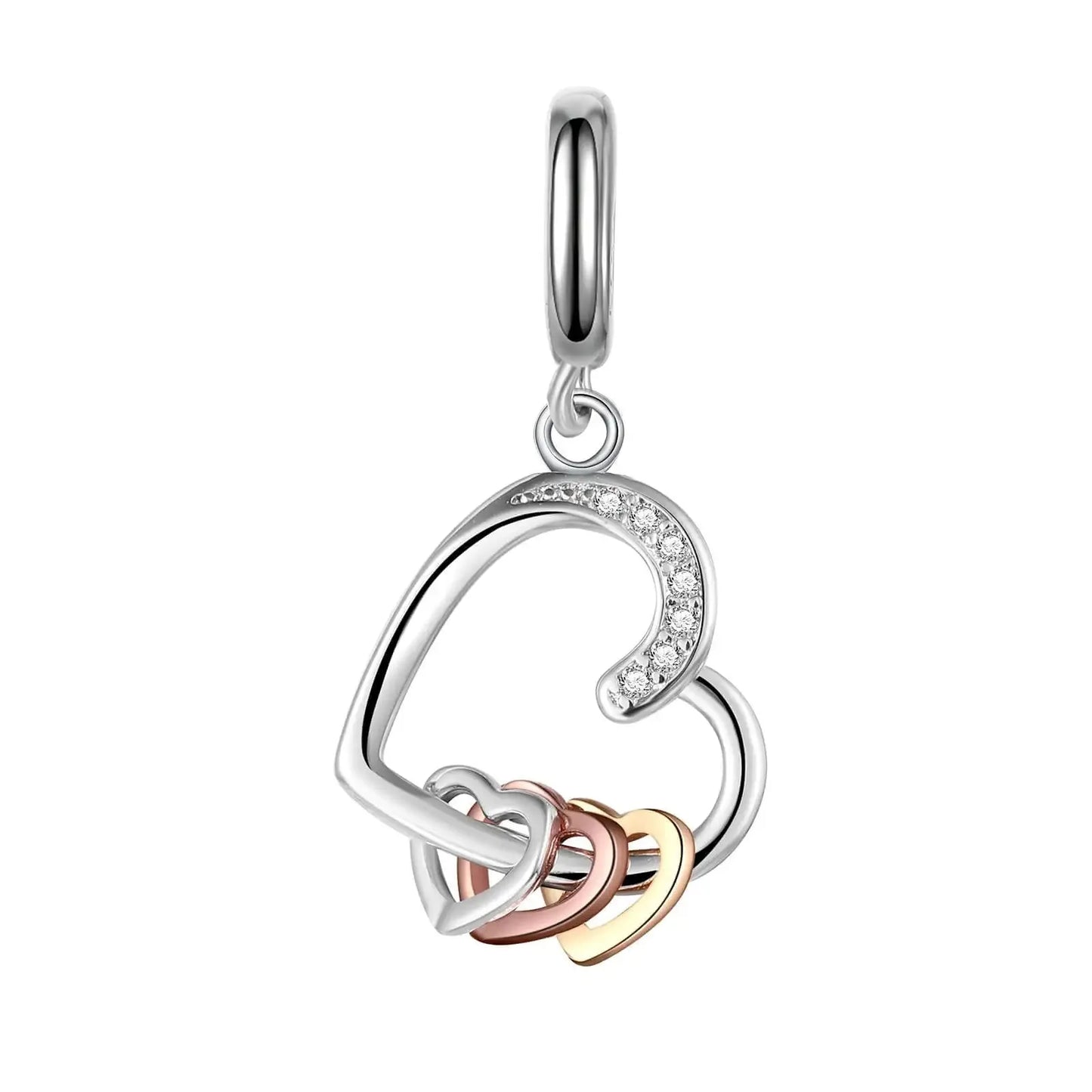 Romantischer 925 Sterling Silber Liebesschlüssel Herz-zu-Herz Charm für DIY Armband Halskette Verlobung Party Geschenke