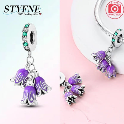 Romantische elegante Blumen-Charms aus 925er Silber, Sonnenblume, Tulpe, Rose, Nelke, Anhänger, passend für Original-Armbänder, DIY-Herstellung von Schmuck, Geschenken