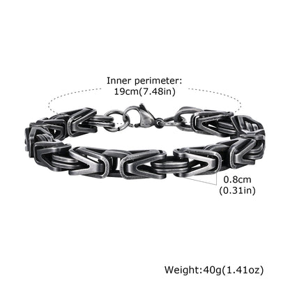 Klobige byzantinische Kettenarmbänder für Männer und Jungen, V-förmiges Edelstahl-Kettenglied-Armband, Vintage-Schmuck, Accessoires, Herrengeschenke