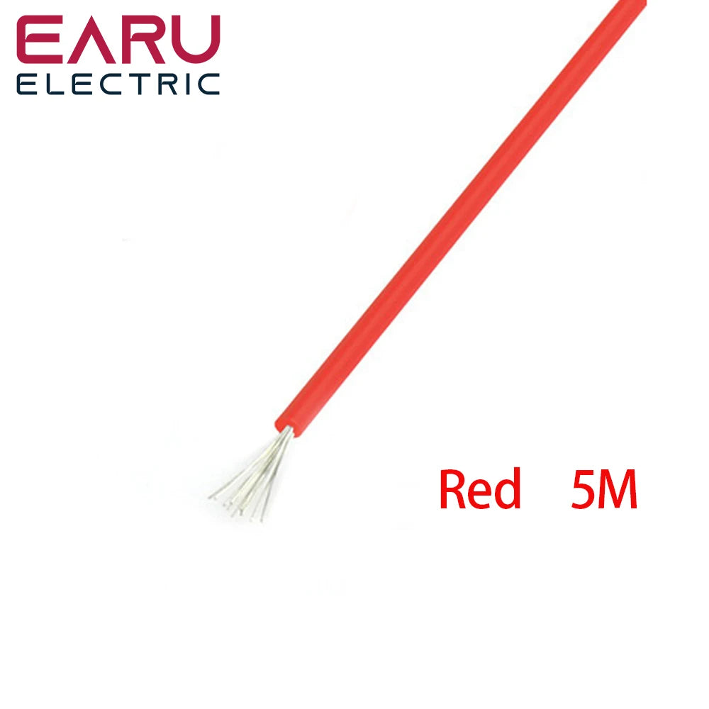 5 mt/los Hitzebeständige Weiche Elektrische Silikon Draht Kabel 8 10 12 14 16 18 20 22 24 26 28 30 AWG 5M 6 Farbe Rot Schwarz Blau