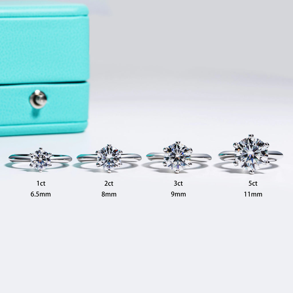 AnuJewel 1ct 2ct 3ct 5ct D Farbe Moissanit Verlobungsring für Frauen 925 Sterling Silber Vergoldet Solitär Ringe Großhandel