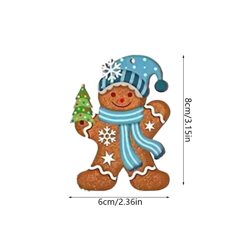 12/24 Stück Lebkuchenmann Holzornamente Weihnachtsbaum hängende Anhänger 2025, Weihnachtsfeier, Heimdekoration, Kinder, DIY-Geschenkanhänger