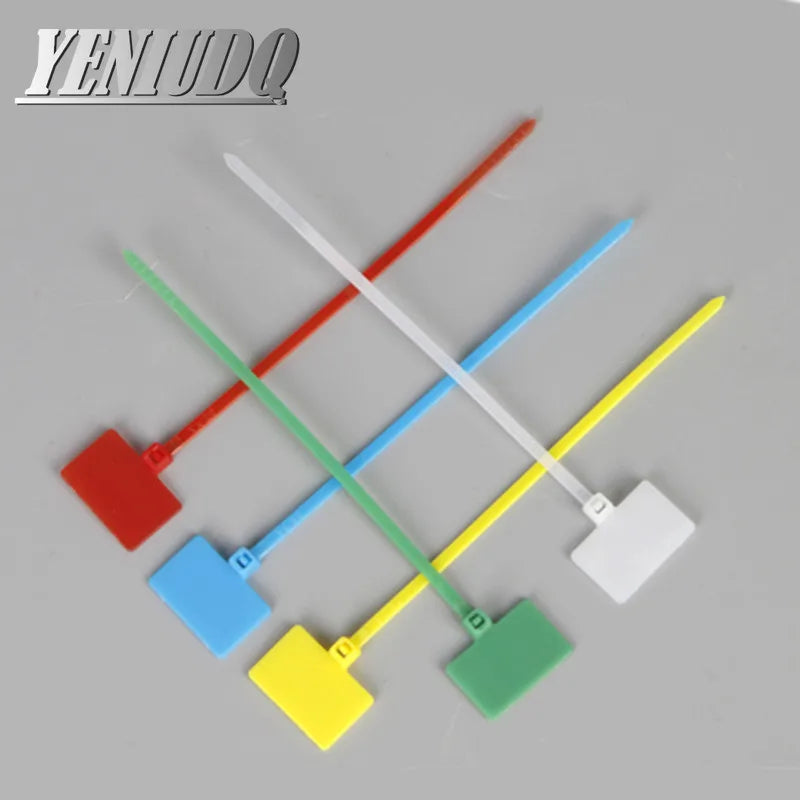 100 Stück Nylon-Krawattenanhänger, selbstsichernde Netzwerkkabel, Reißverschluss, Wickelschlaufe, Drahtbänder, Etikett, 3 x 100 mm, 4 x 150 mm, 4 x 200 mm