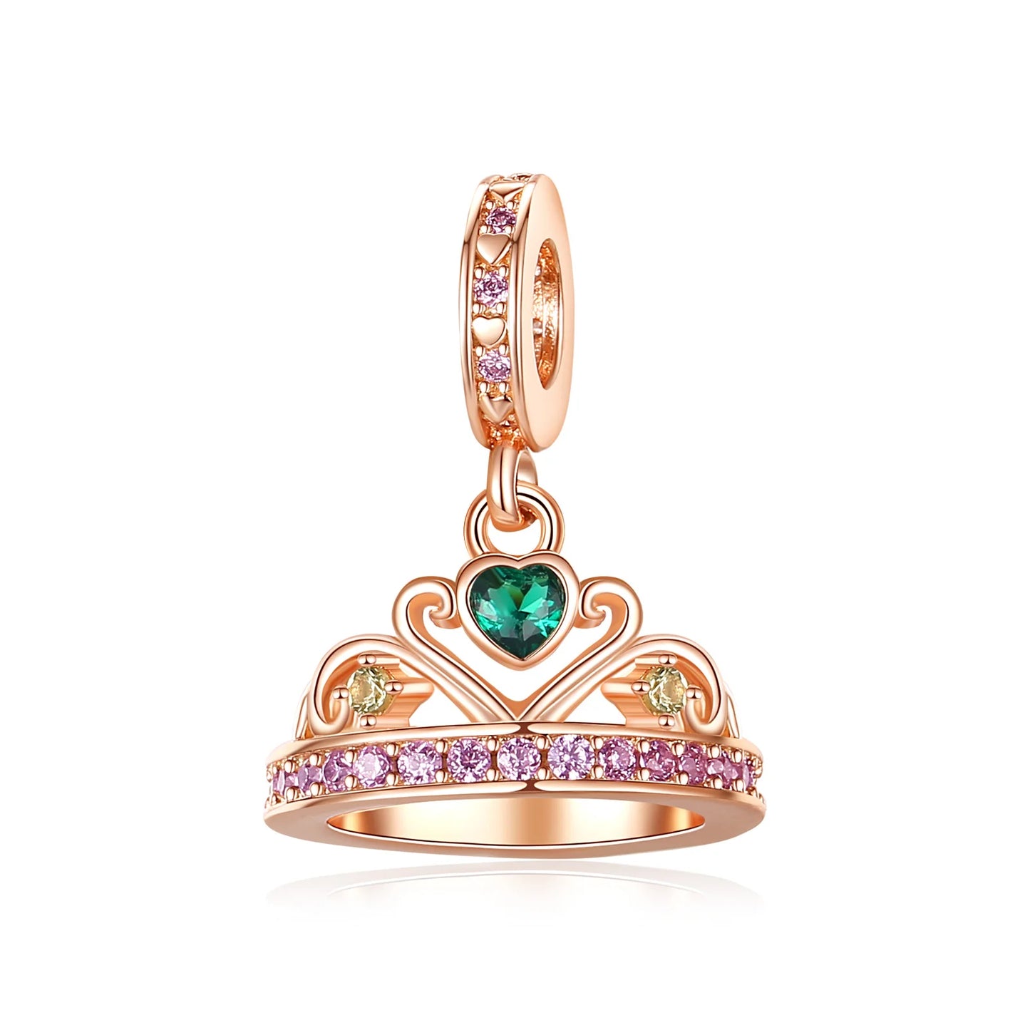 Klassische „King Of The Forest“-Perlen aus 925er-Sterlingsilber und glänzender roségoldener Kronen-Anhänger, passend für Armbänder, wunderschöne Schmuckgeschenke