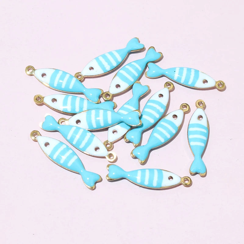 20 Stück 18x5mm Edelstahl Fisch Emaille Charms Anhänger Edelstahl DIY Schmuck Herstellung Zubehör Ergebnisse